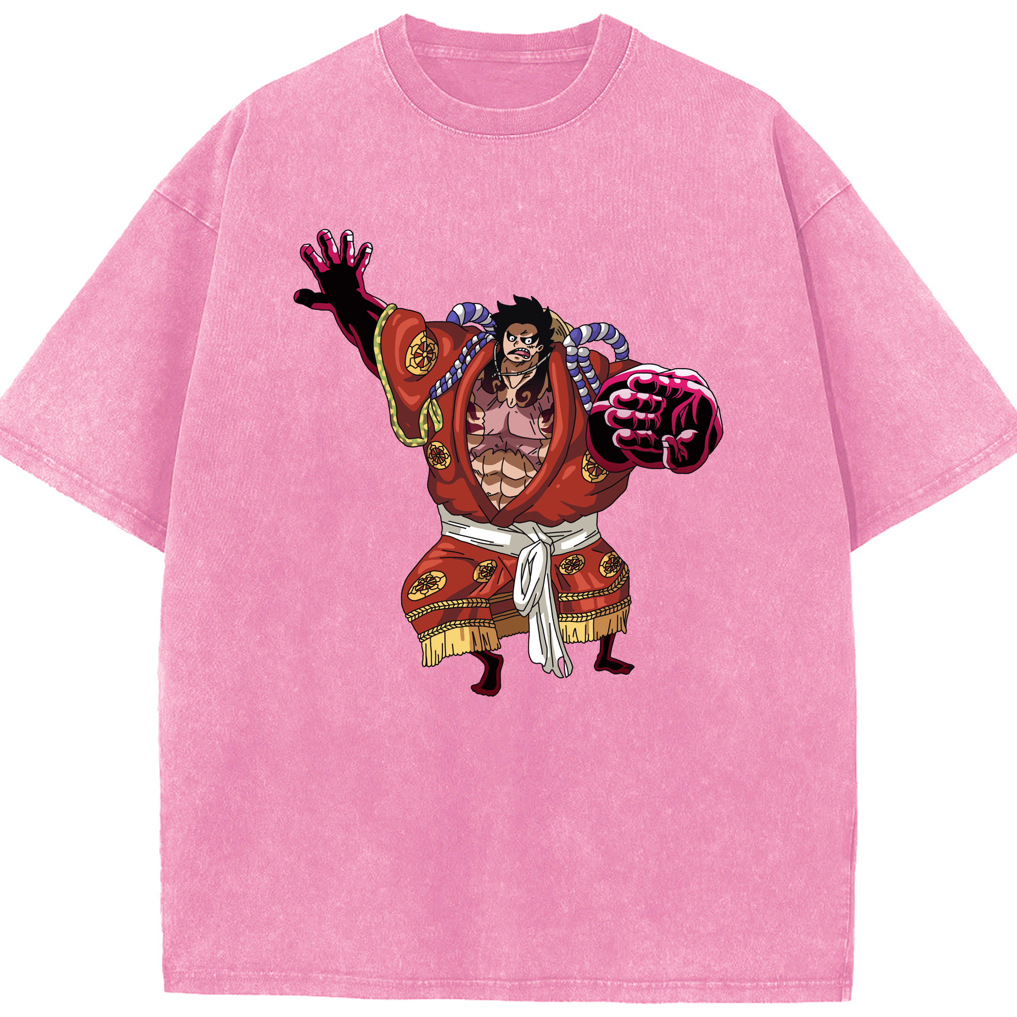 ワンピース モンキー・D・ルフィ ONE PIECE Monkey D. Luffy 綿100% ヴィンテージ風 半袖Tシャツ（フロントプリント）